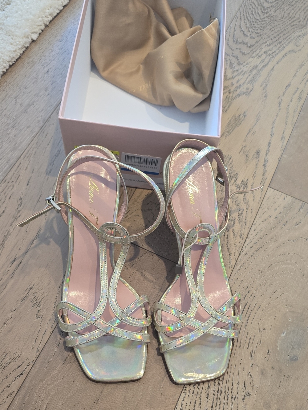 Anna F  Iridescent Strappy Heeled Sandals — Pink